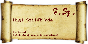Higl Szilárda névjegykártya